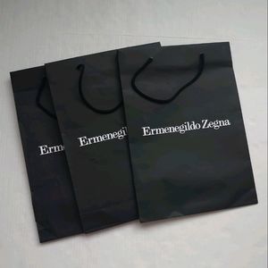 ERMENEGILDO ZEGNA Bundle Set of 3 shopping paper bags black